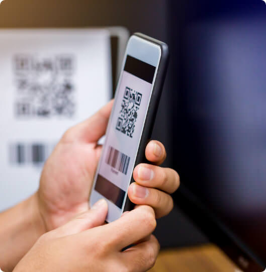 smart phone with qr code on the screen
