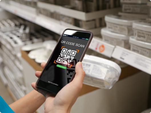 scanning groceries in store with phone