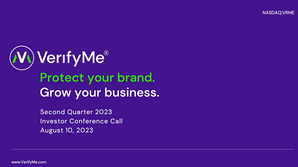 VerifyMe Earnings Call - August 10, 2023